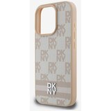 Dkny PU Leather Checkered Pattern and Stripe Zadní Kryt pro iPhone 16 Pro Pink Ovitek za telefon Vijolična | Shoptok.si