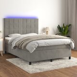 The Living Store Box spring postelja z vzmetnico LED sv. siva 140x190 cm žamet - Box Spring Postelja, (21491861) Cene