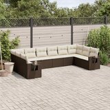  10-dijelni set vrtnih sofa od poliratana s jastucima smeđi | shoptok.hr