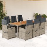  9-dijelni vrtni blagovaonski set sivi od poliratana Siva Dužina stola 190 cm | Shoptok.si