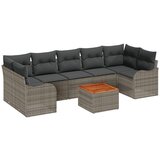 vidaXL 8-dijelni vrtni set sofe s jastucima siva poli ratan akacija, 2-sjedala vrtna sofa s jastucima siva poli ratan Cijene