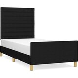  Posteljni okvir z vzglavjem črn 100x200 cm blago, (20905076) | Shoptok.si