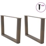  noge jedilne mize v-oblika 2 kosa naravno jeklo 70x(42-43,3) cm | Shoptok.si