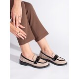 Shelvt Beige lacquered women's loafers with buckle | shoptok.hr
