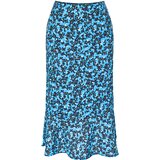 Trendyol Blue Flounce Viscose Fabric Animal Pattern Midi Woven Skirt Cene