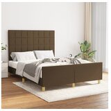  Posteljni okvir z vzglavjem temno rjav 140x190 cm blago | Shoptok.si