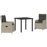 vidaXL Set vrtne blagovaonice od 3 dijela svijetlosiva poliratan, Vrtni stol crni 80x80x73 cm staklo otporno na udarce | shoptok.hr