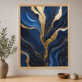 Wallxpert uramljena slika na platnu Cc-D-Ah-1009, tamnoplavi mermer sa zlatnim žilama, 70 x 95 cm | Eponuda.com