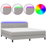  Krevet box spring s madracem LED svjetlosivi 180x200 cm tkanina | shoptok.hr
