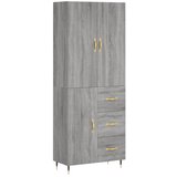 Maison Chic Visoka Komoda - Predalnik siva sonoma 69,5x34x180 cm inženirski les, (21722170) | Shoptok.si