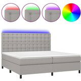  Box spring postelja z vzmetnico LED sv. siva 200x200 cm blago, (20932407) | Shoptok.si
