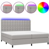  Krevet box spring s madracem LED svjetlosivi 200x200 cm tkanina | shoptok.hr
