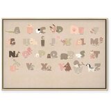  Slika - Alphabet at the Zoo - Joyful Animals and Their Names on a Beige Background 90x60 U prirodnom drvenom okviru | shoptok.hr