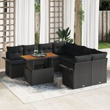 vidaXL 9-dijelni set vrtnih sofa s jastučićima crna poli ratan akacija Cijene