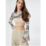  Openwork Crochet Crop Bolero T-Shirt Long Wide Sleeve Batik Patterned | ePonuda.com