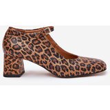 Laura Messi Leather Heels On A Heel In Leopard Print 2936 Brown | Eponuda.ba