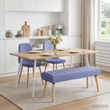  Klupa s utorima Traper plava 110 x 40 x 46 cm Tkanina Slike