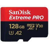 San Disk Extreme PRO microSDXC 128GB Class 10 UHS-I U3 V30 A2 4K UHD SDSQXCD-128G-GN6MA spominska kartica | Shoptok.si