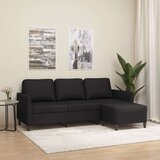  Trosjed s tabureom crni 180 cm od umjetne kože Cijene