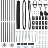 vidaXL heksagonalna ograja siva 1.2x10 m jeklo, ograjni stebri s konico 7 kos Ø32 mm 140 cm cinkano jeklo | Shoptok.si