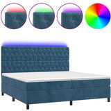 The Living Store Box spring postelja z vzmetnico LED temno modra 200x200cm žamet - Box Spring Postelja, (21490479) | Shoptok.si