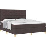  Postelja z vzmetnico z vzmetnico Temno rjava 180 x 200 cm blago, (5000128514) Slike