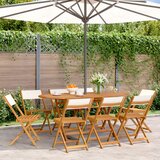 Maison Chic Zložljivi Vrtni Stoli - Stol za vrti 8 kosov kremno belo blago in trden les JS3222, (21875883) | Shoptok.si