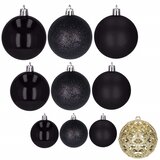  Set Božićnih kuglica crne i zlatne boje, 100 komada, 3 / 4 / 6 cm | shoptok.hr