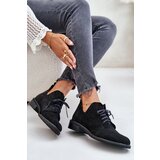 Zazoo 2959 Suede Oxfords Lace Up Flat Heel Black | Shoptok.si
