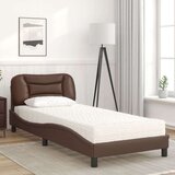 vidaXL Postelja z vzmetnico rjava 90x190 cm umetno usnje, (21166008) | Shoptok.si