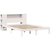 vidaXL Knjižna postelja brez vzmetnice bela 135x190 cm trdna borovina | Shoptok.si
