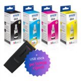 Epson Komplet bočica T664 (BK/C/M/Y), original + USB stick po SUPER cijeni | shoptok.hr