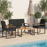  Set vanjskog namještaja s jastukom 4 pcs Crna poliratan | shoptok.hr