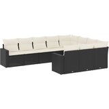  10-dijelni set vrtnih sofa s jastucima crni od poliratana | shoptok.hr