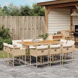  The Living Store Vrtna jedilna garnitura 11-delna z blazinami bež poli ratan - Vrtna Jedilna Garnitura, (21477645) | Shoptok.si