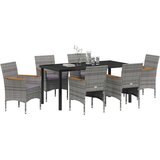  Vrtni set za objed s jastukom 7 pcs Siva Poli ratan | shoptok.hr