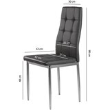  Set od 4 stolice za dnevni boravak ili blagovaonicu, jednostavna prošivena stolica, kromirane noge, siva eko koža | shoptok.hr