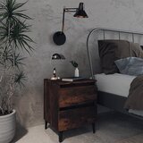 vidaXL noćni ormarić s metalnim nogama dimljeni hrast 40 x 35 x 50 cm Cijene