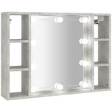 vidaXL Omarica z ogledalom in LED lučkami betonsko siva 76x15x55 cm, (20716810) | Shoptok.si