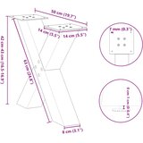  Noge za klub stolić u obliku slova X, 2 kom, prirodni čelik, 50 x (42-43) cm, čelik | shoptok.hr