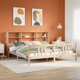 vidaXL Krevet s regalom za knjige bez madraca 200 x 200 cm od borovine | shoptok.hr