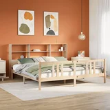 vidaXL Krevet s regalom za knjige bez madraca 200 x 200 cm od borovine