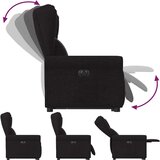  Električni naslonjač na podizanje od tkanine crni | shoptok.hr