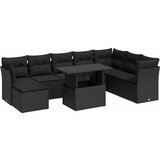vidaXL Vrtna sedežna garnitura 9-delna z blazinami črn poli ratan, (21783366) | Shoptok.si