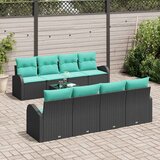  Set sofe s jastukom s pohranom 9 pcs Crna i Tirkizna poliratan | shoptok.hr