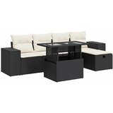  6-dijelni set vrtnih sofa s jastucima crni od poliratana Slike