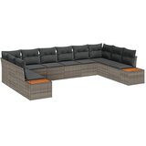  Sjedeća garnitura za vrt 10 kom. Siva Poli ratan Svjetlosiva 344 x 209 x 69 cm | shoptok.hr