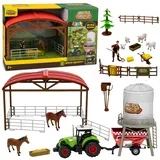 set with Tractor Stable Silo Figures Animals Tools 49 pcs.