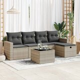 Maison Chic Seti vrtnega pohištva - Vrtna garnitura - Vrtni pohištvo set 6-delna z blazinami siv poli ratan, (21805698) | Shoptok.si