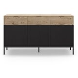Marckeric Črna/v naravni barvi nizka komoda v hrastovem dekorju 150x80 cm Marion – Cene